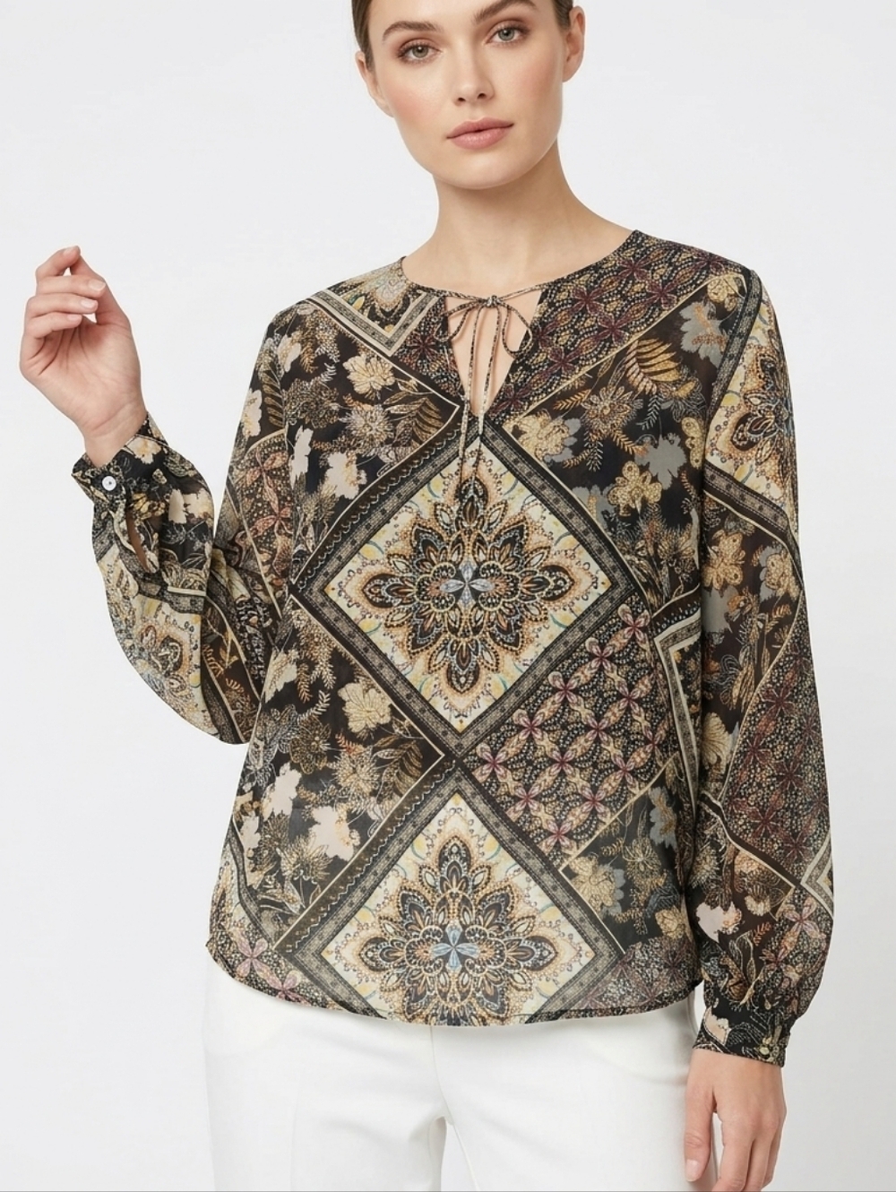 FIFTEEN TWENTY Multi Print Blouson Sleeve Blouse